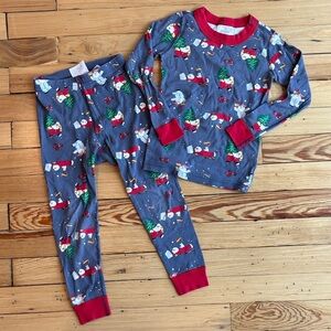 Hanna Andersson Festive Santa Kids Pajamas with Red and Blue Design